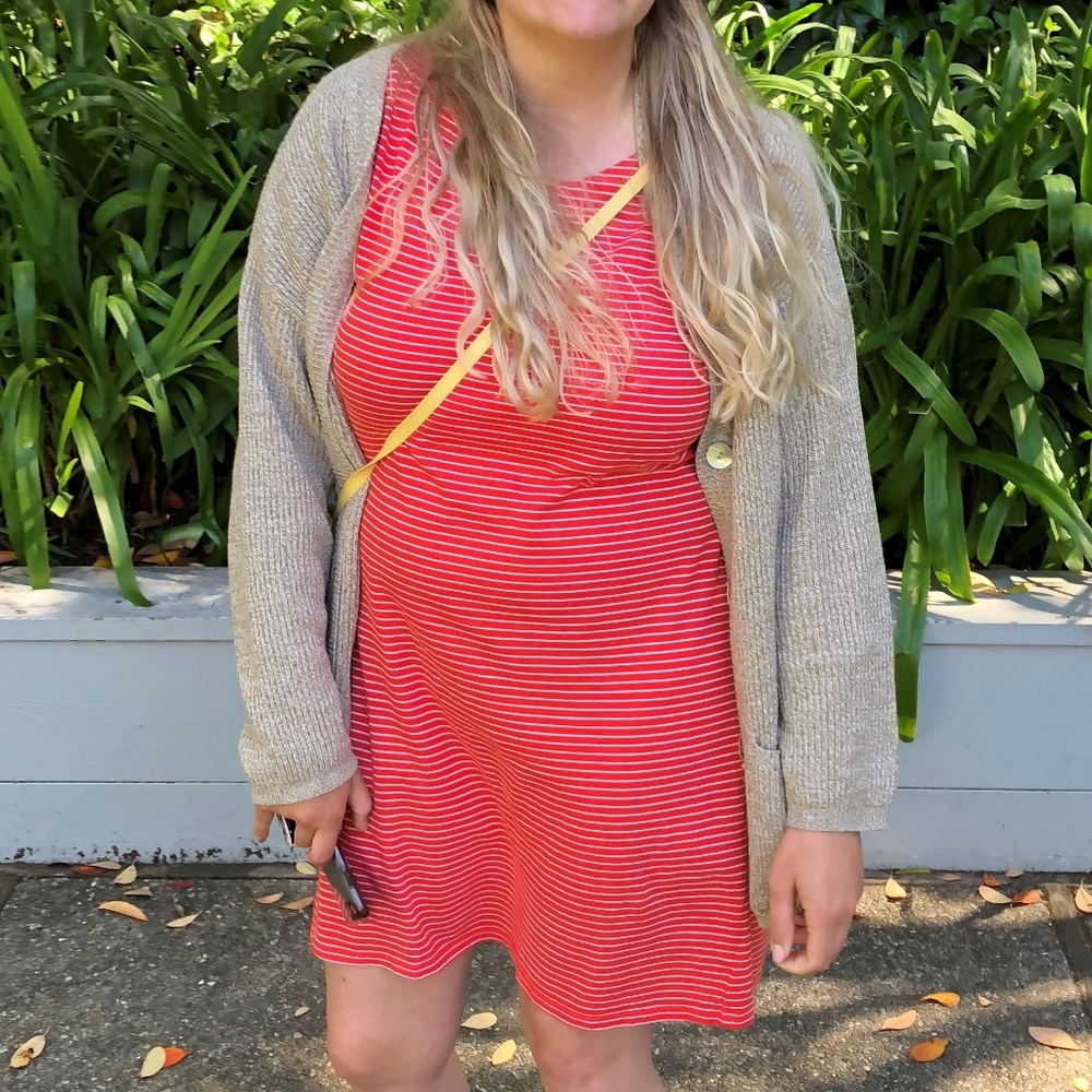 Coral Striped Sheath T-shirt Dress - Merona - Picture 4 of 5